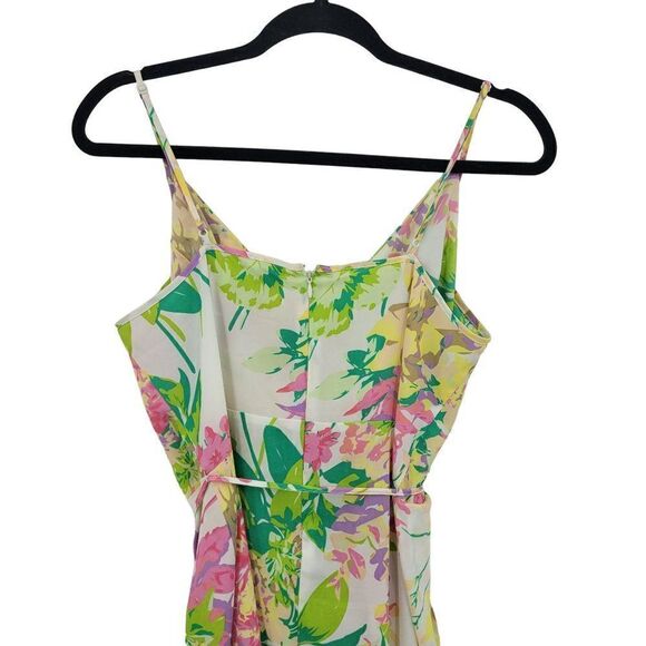 Revolves Yumi Kim Jayne Mini Wrap Dress L White Pink Floral Tie Waist Tropical - Picture 10 of 13
